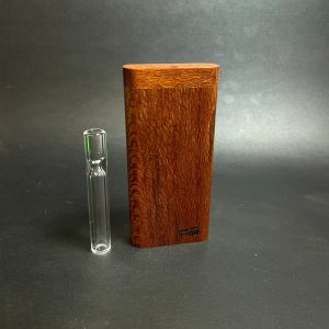 Leopardwood #3631- FutoStash G – Large Glass One Hitter – 12mm – Wood Handle Stash Tool – One Hitter Box – Dugout